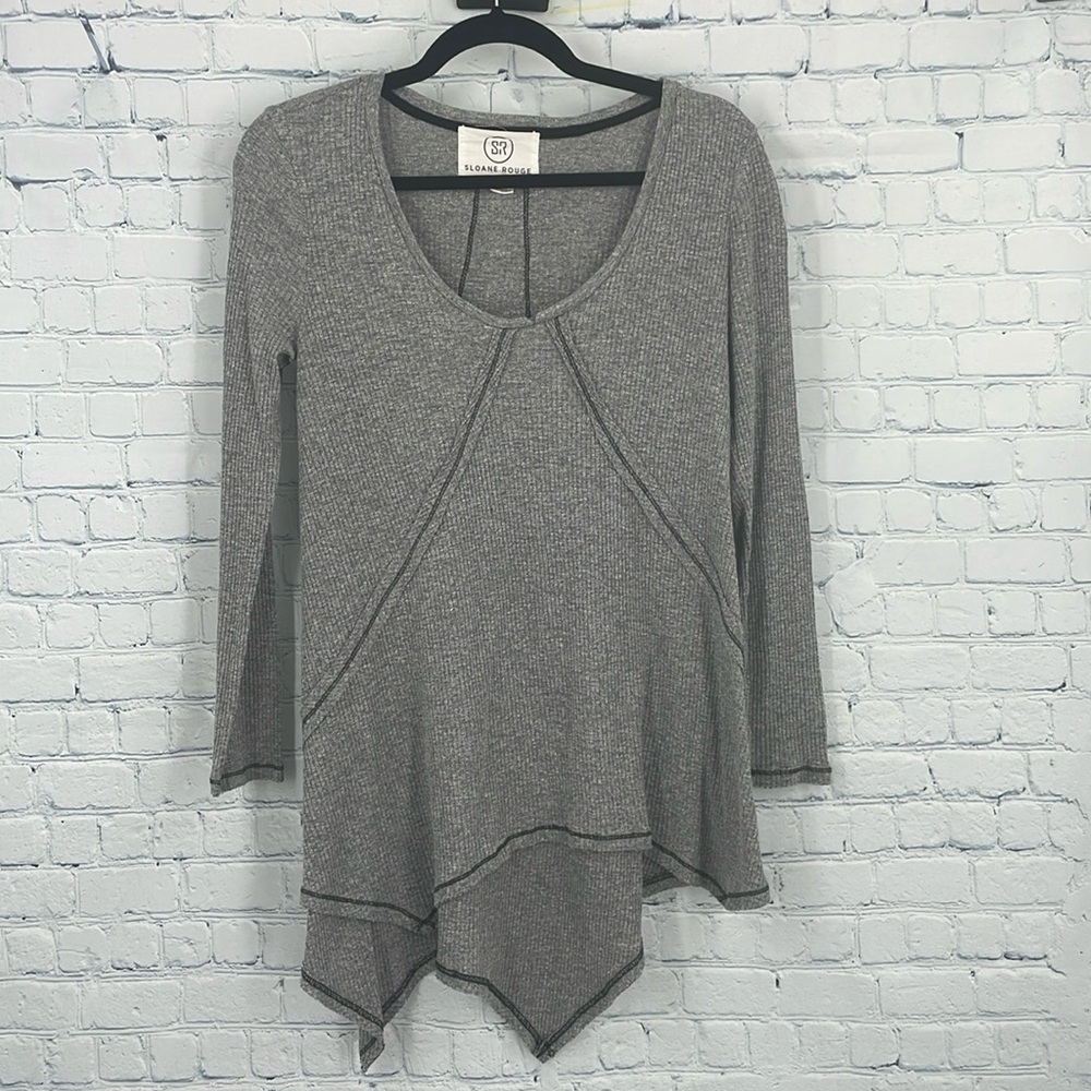 Sloane Rouge Grey Hanker chief Small Long Sleeve Top Shirt